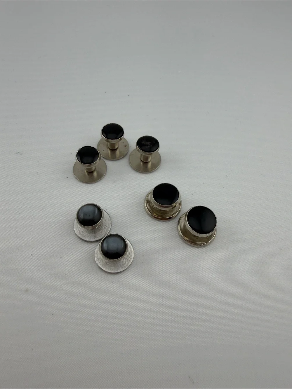 Men's Vintage Silver-Tone with Black Inset - Tuxedo Studs Sophisticated Formal